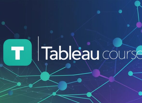 Tableau course logo with technology background